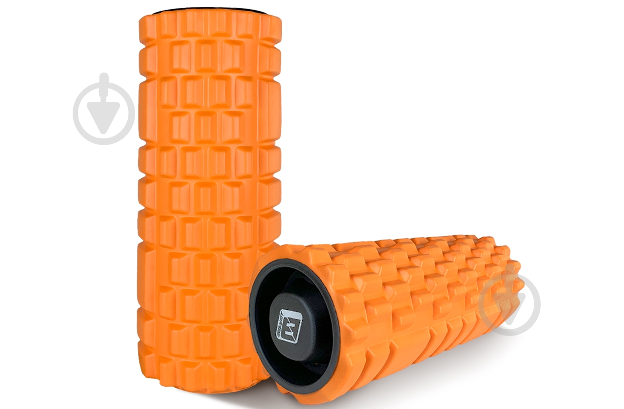 Массажный ролик EasyFit Grid Roller 33 см v.1.1 с заглушками оранжевый (EF-2020a-OR) - фото 3