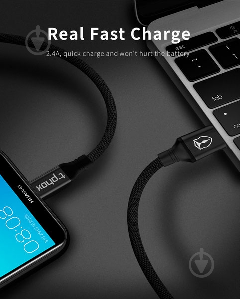 Кабель T-PHOX USB Type-A 1.2 м чорний (T-M810 Black) Speed - фото 4 Кабель T-PHOX USB Type-A 1.2 м чорний (T-M810 Black) Speed - фото 4
