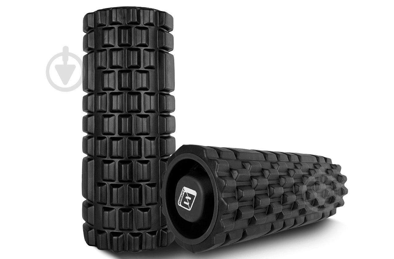 Массажный ролик EasyFit Grid Roller 33 см v.1.1 с заглушками Черный (EF-2020a-OR) - фото 3