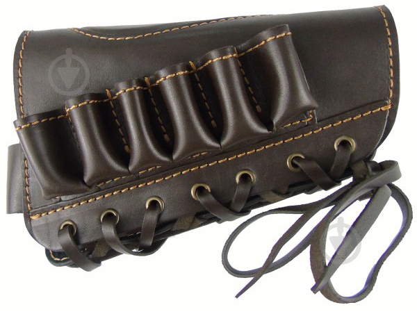 Патронташ Медан НВП кожаный открытый на приклад на 6 патронов 12 калибра - фото 1 Патронташ Медан НВП кожаный открытый на приклад на 6 патронов 12 калибра - фото 1