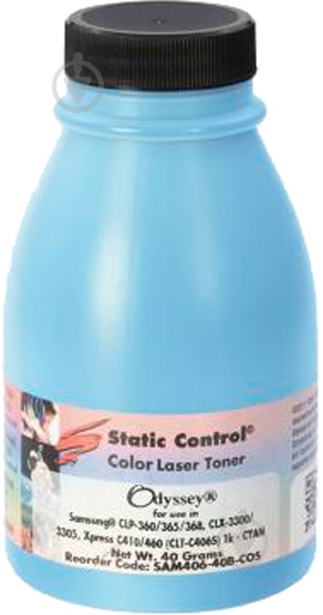 Тонер Static Control Samsung CLP-360/CLX-3300 (SAM406-40B-COS-P) cyan - фото 1 Тонер Static Control Samsung CLP-360/CLX-3300 (SAM406-40B-COS-P) cyan - фото 1