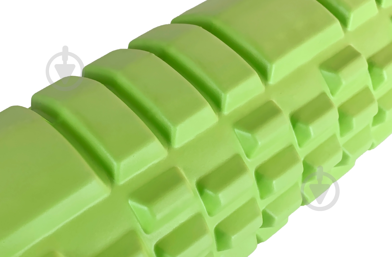 Массажный ролик EasyFit Grid Roller 33 см v.1.1 с заглушками Салатовый (EF-2020a-OR) - фото 4