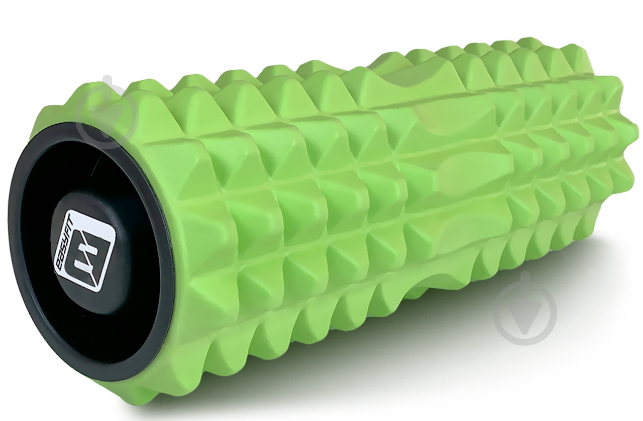Массажный ролик EasyFit Grid Roller 33 см v.1.2 с заглушками Салатовый (EF-2022a-V) - фото 1