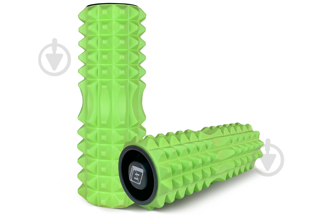 Массажный ролик EasyFit Grid Roller 33 см v.1.2 с заглушками Салатовый (EF-2022a-V) - фото 3