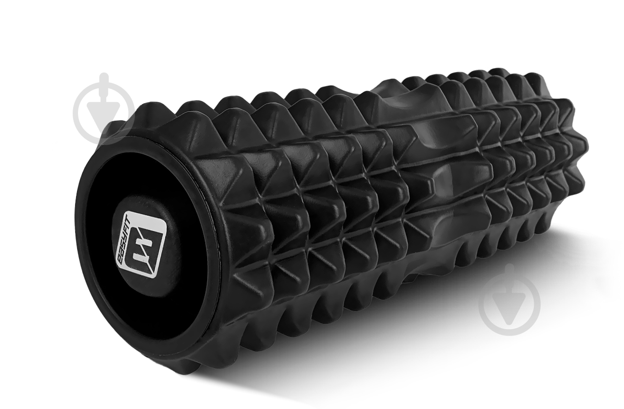 Массажный ролик EasyFit Grid Roller 33 см v.1.2 с заглушками Черный (EF-2022a-V) - фото 1