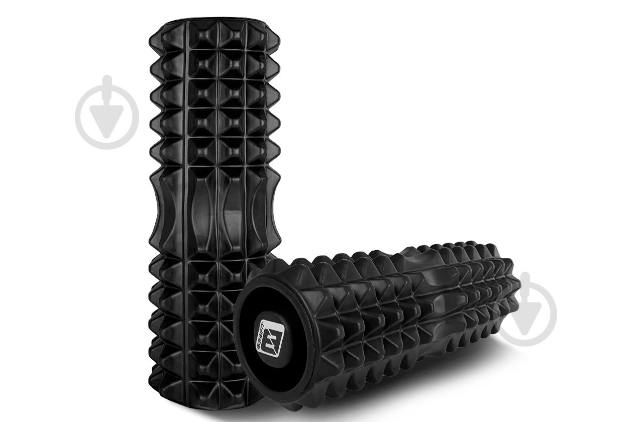 Массажный ролик EasyFit Grid Roller 33 см v.1.2 с заглушками Черный (EF-2022a-V) - фото 3