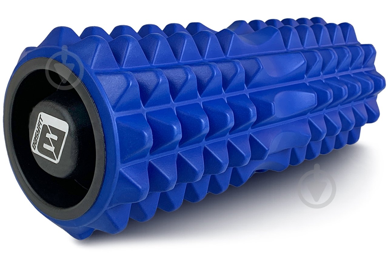 Массажный ролик EasyFit Grid Roller 33 см v.1.2 с заглушками Синий (EF-2022a-V) - фото 1