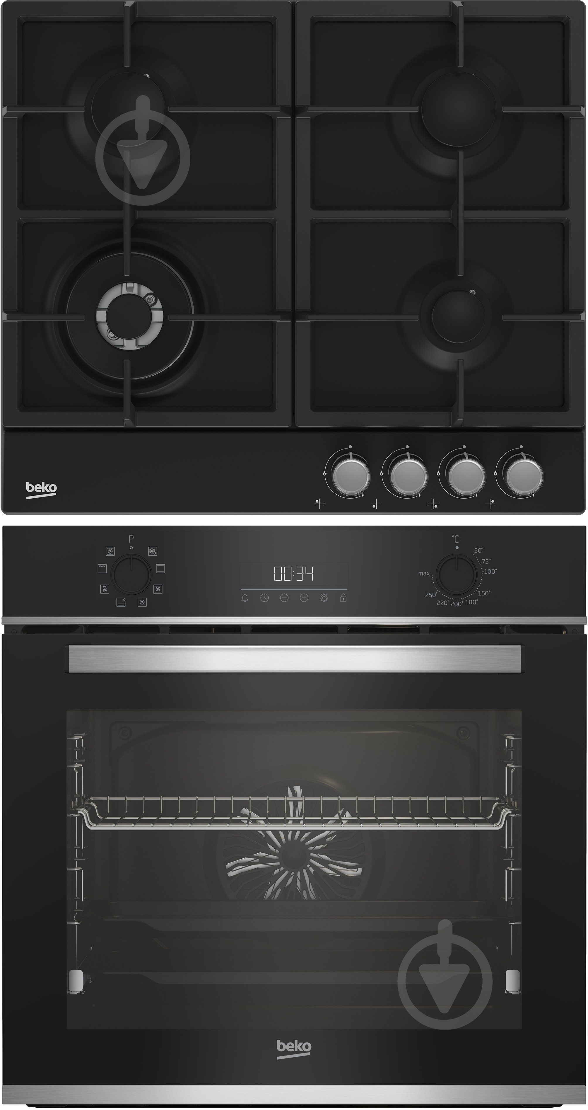 Комплект вбудовуваної техніки Beko варильна поверхня HIAW64225SB + духова шафа BBIM13300XD - фото 1
