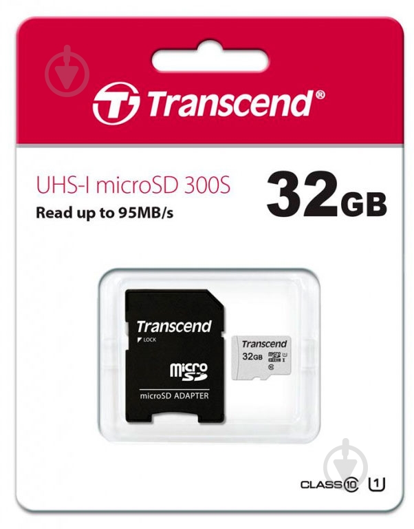 Карта памяти Transcend microSDHC 32 ГБ UHS Speed Class 1 (U1)Class 10 (TS32GUSD300S-A) - фото 2