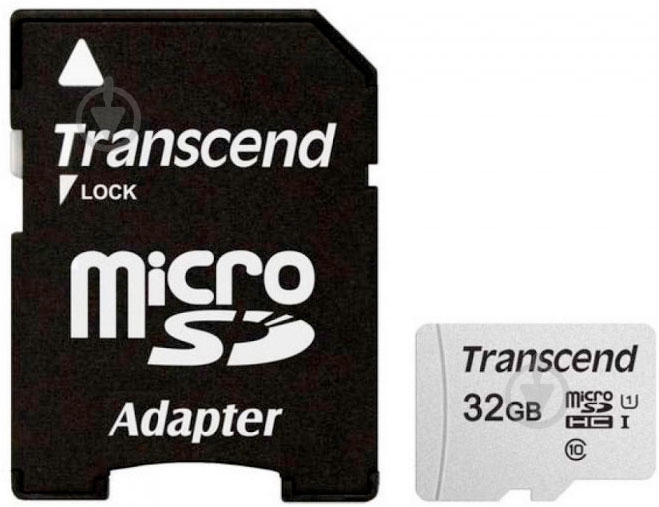 Карта памяти Transcend microSDHC 32 ГБ UHS Speed Class 1 (U1)Class 10 (TS32GUSD300S-A) - фото 1