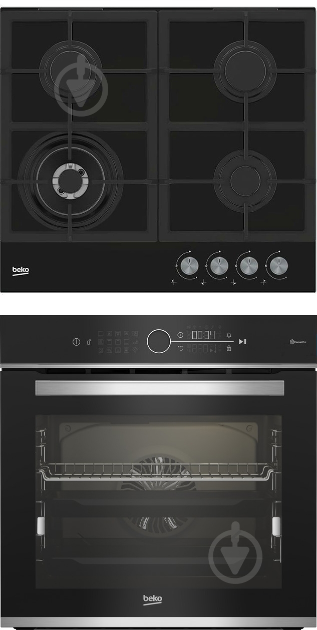 Комплект встраиваемой техники Beko варочная поверхность HILW 64225 S + духовой шкаф BBIMM13400XCSW - фото 1