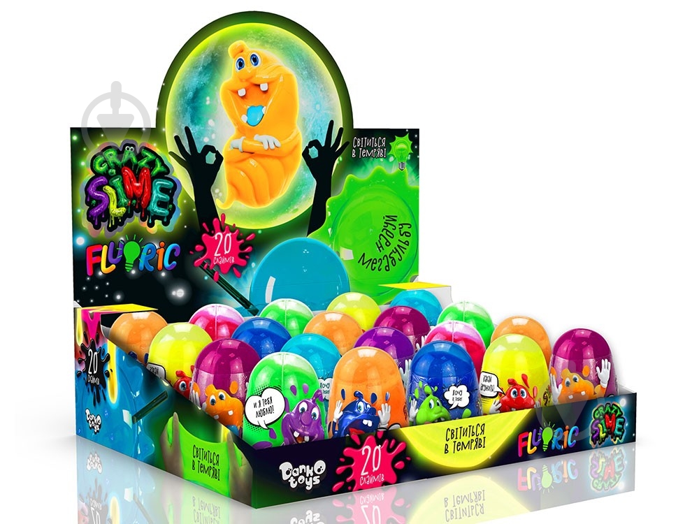 Масса для лепки Danko Toys Crazy Slime Fluoric колба укр. (20) в ассортименте - фото 1