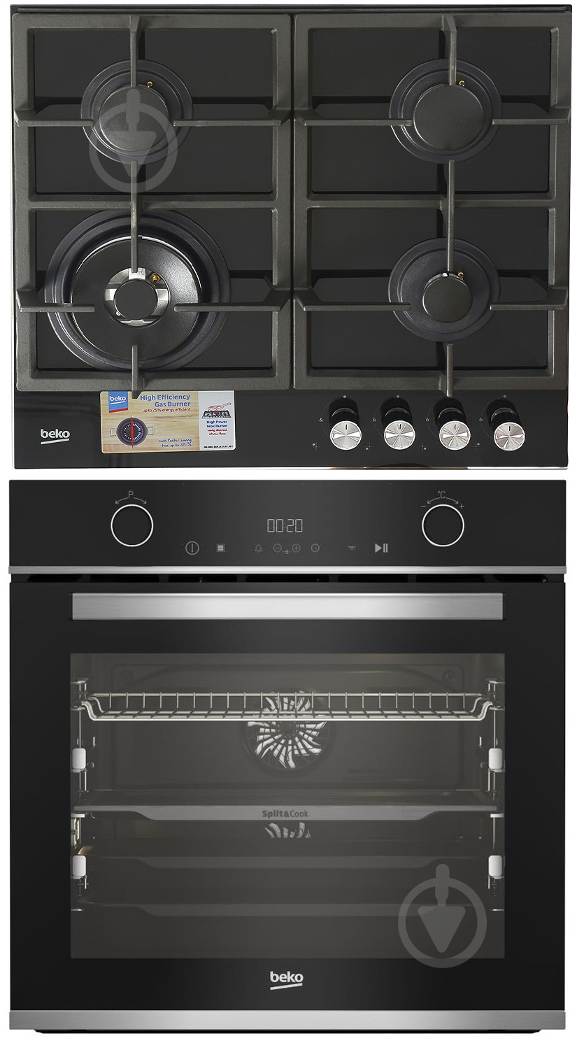 Комплект встраиваемой техники Beko (варочная поверхность HILW 64225 S + духовой шкаф BBVM13400XDS) - фото 1