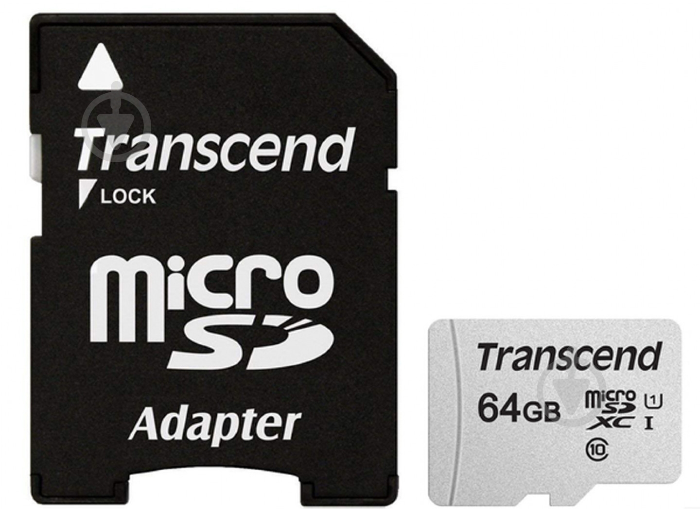 Карта пам'яті Transcend microSDXC 64 ГБ UHS Speed Class 1 (U1)Class 10 (TS64GUSD300S-A) - фото 1