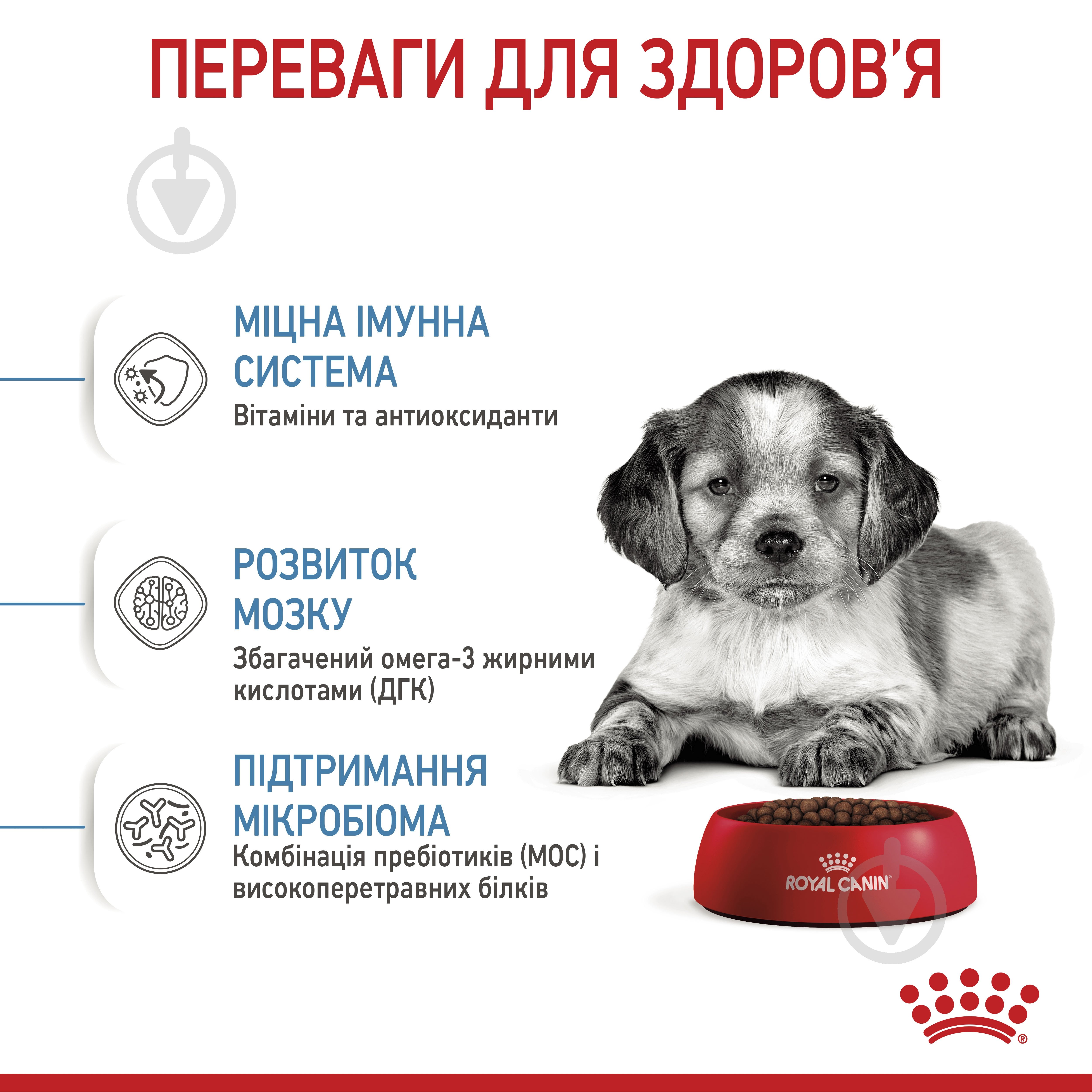 Корм сухой Royal Canin MEDIUM PUPPY (Медиум Паппи), 15 кг (домашняя птица, рис, кукуруза) 15 кг - фото 5