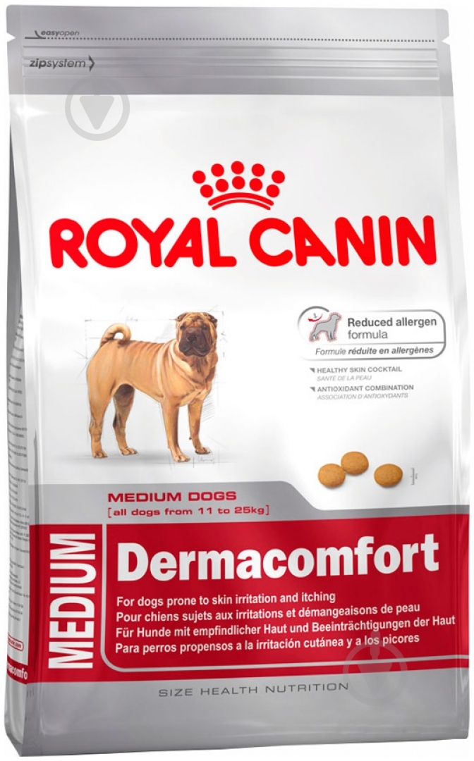 Корм сухой для молодых собак для средних пород Royal Canin Medium Dermacomfort 3 кг (домашняя птица, рис) 3 кг - фото 1
