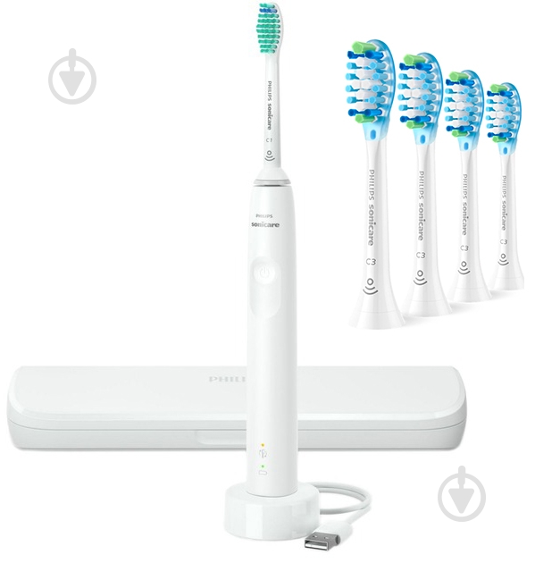 Набір Philips Sonicare 3100 електрична зубна щітка HX3673/13 + насадки HX9044/87 - фото 1