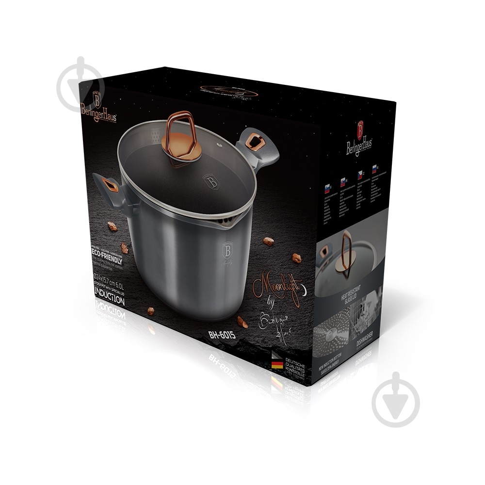 Кастрюля с крышкой Berlinger Haus Moonlight Edition 6,0 л BH 6015 - фото 2 Кастрюля с крышкой Berlinger Haus Moonlight Edition 6,0 л BH 6015 - фото 2