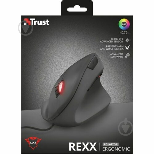 Мышь Trust GXT 144 Rexx Vertical gaming mouse black (22991) - фото 9