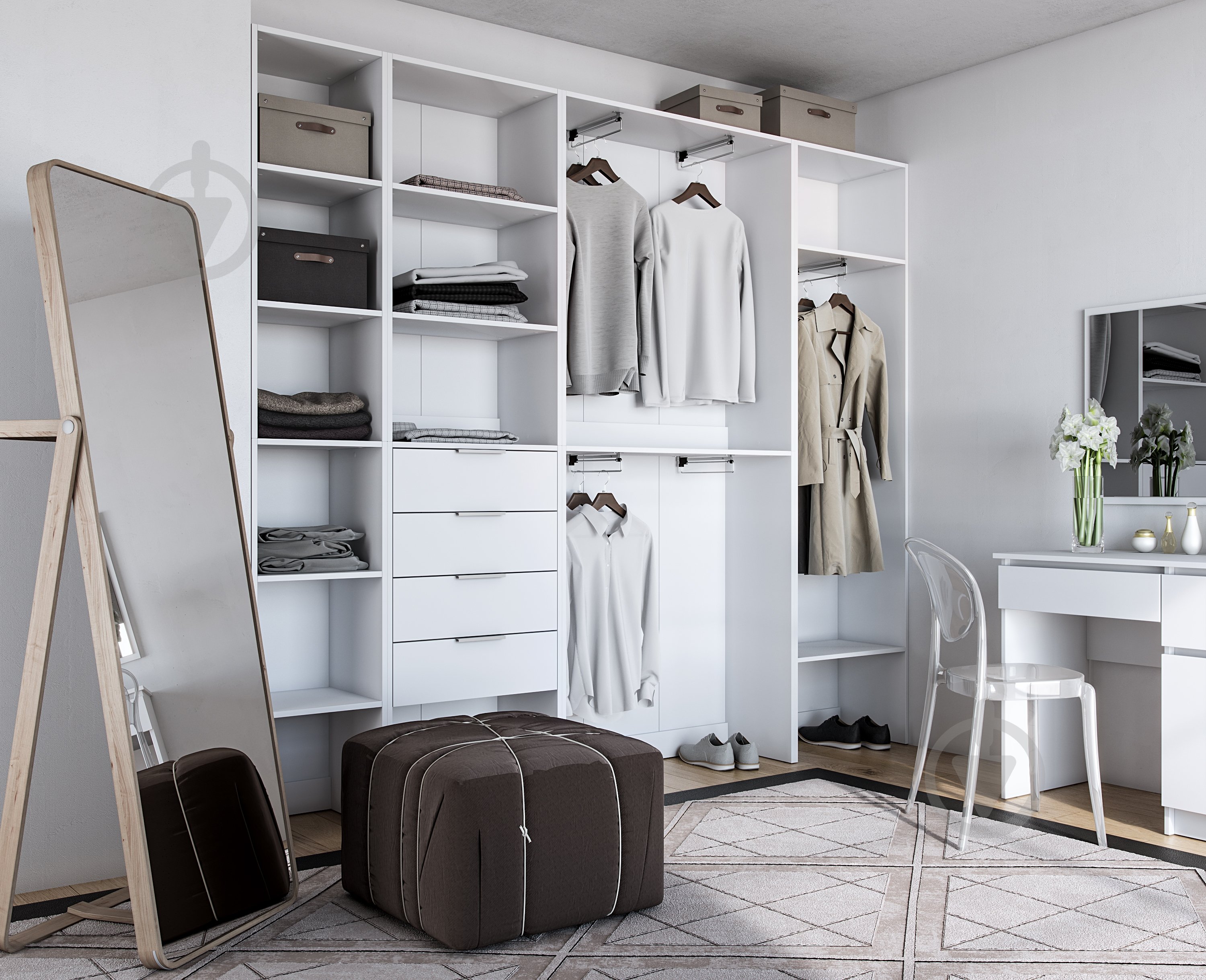 УЦІНКА! Корпус шафи Грейд Санта з мікроліфтом 600х2200х350 мм білий (УЦ №2886) - фото 4