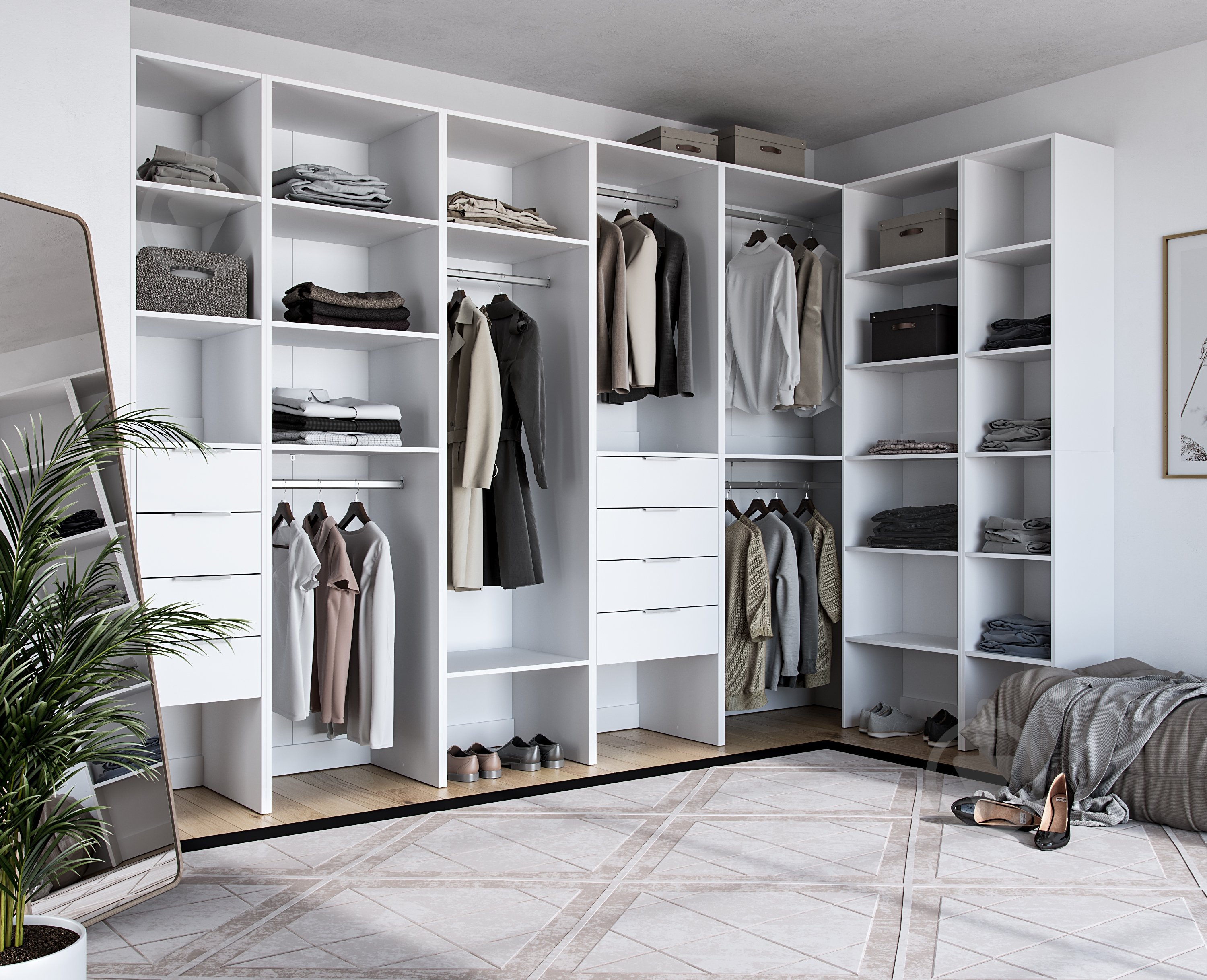 УЦІНКА! Корпус шафи Грейд Санта з мікроліфтом 600х2200х350 мм білий (УЦ №2886) - фото 5