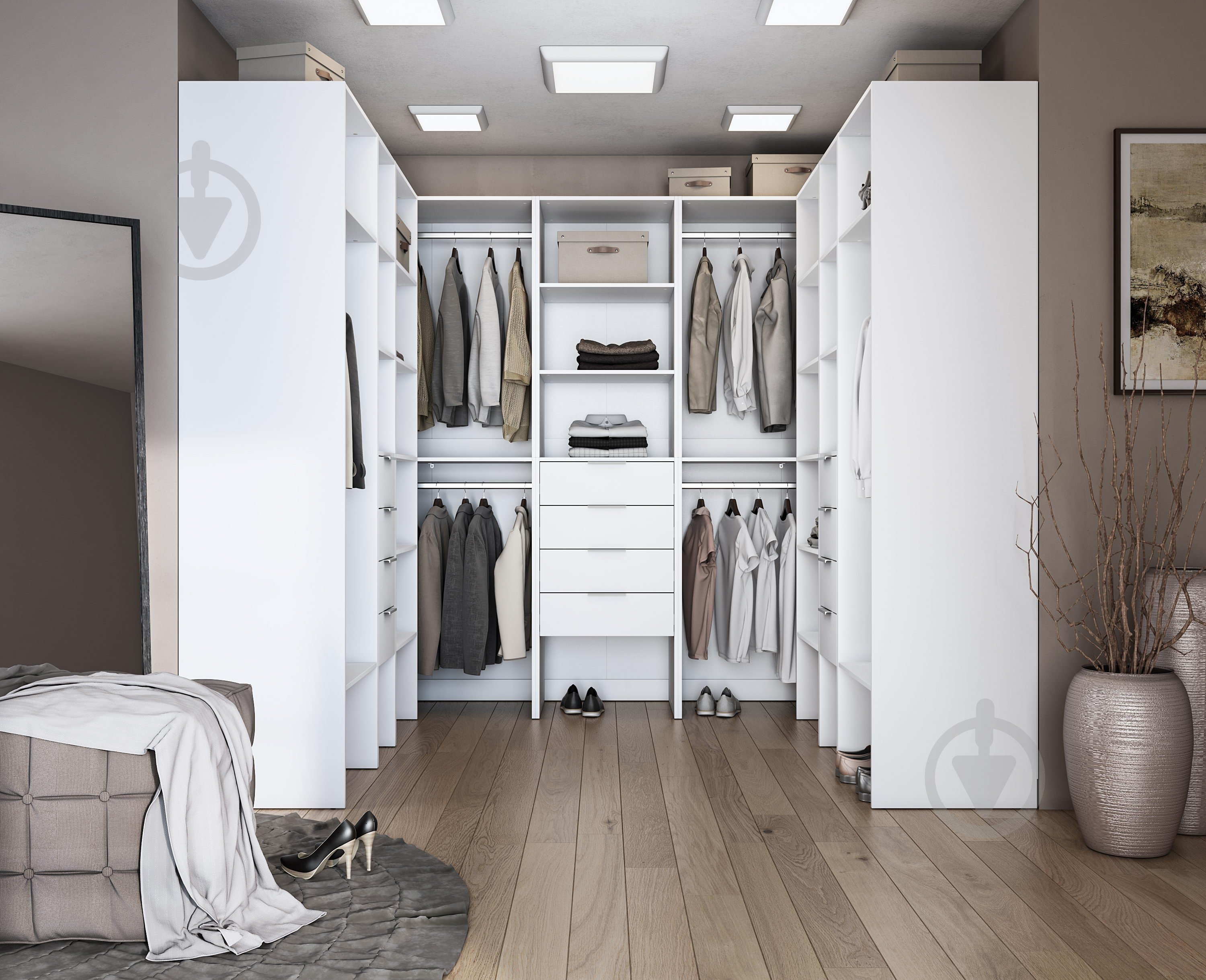 УЦІНКА! Корпус шафи Грейд Санта з мікроліфтом 600х2200х350 мм білий (УЦ №2886) - фото 6