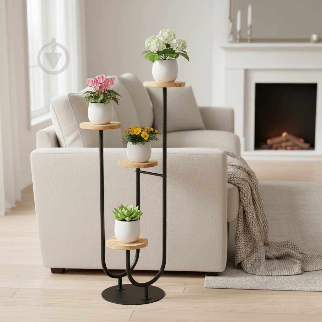 Підставка для квітів Vitan Півонія на 4 вазони чорна 49х49x102 см - фото 2