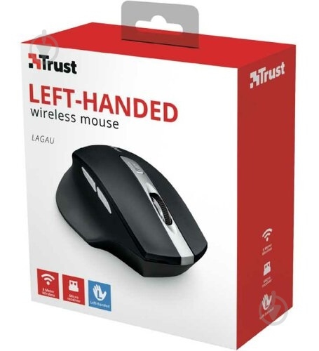 Мышь Trust Lagau Left-handed Wireless Mouse black/grey (23122) - фото 2