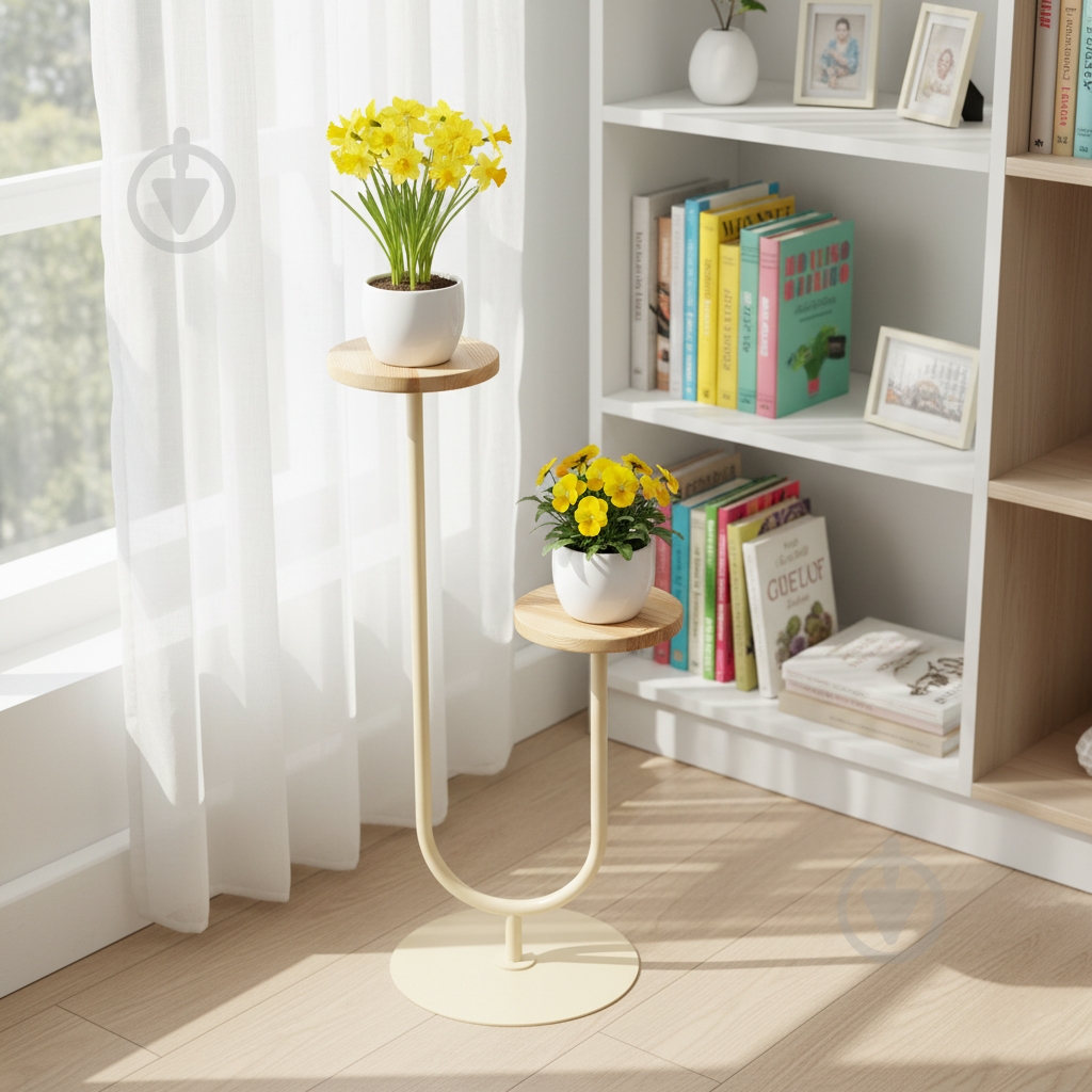 Підставка для квітів Vitan Гіацинт на 2 вазони 41х30x77 см слонова кістка - фото 2