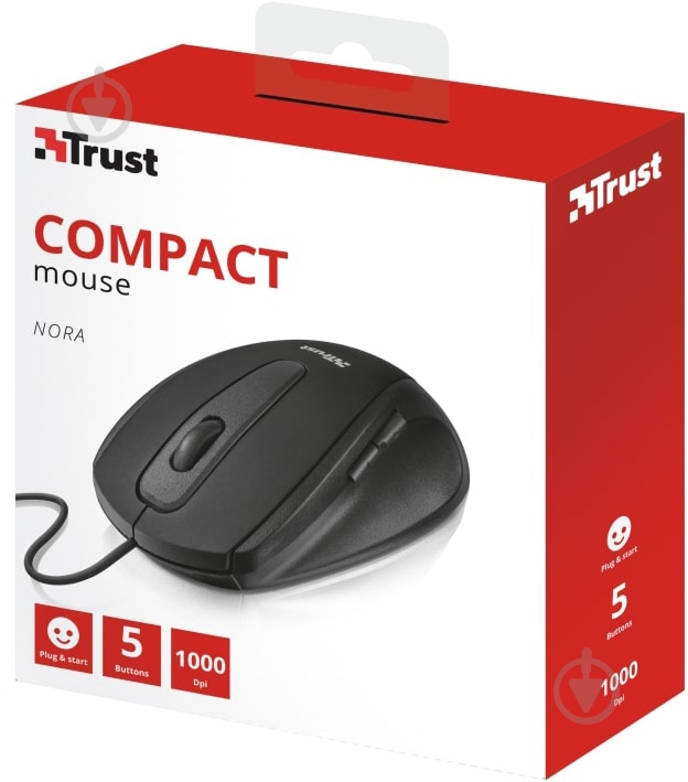 Мышь Trust Nora Wired Mouse black (22930) - фото 6