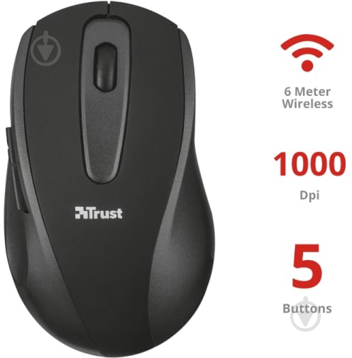 Мышь Trust Nora Wireless Mouse black (22925) - фото 4
