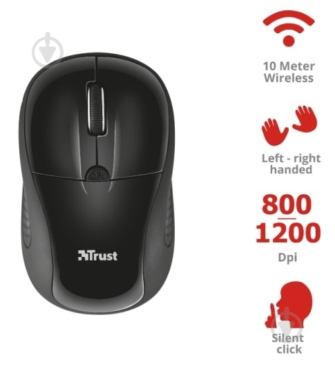 Мышка Trust Primo Silent Wireless Mouse black (23033) - фото 3 Мышка Trust Primo Silent Wireless Mouse black (23033) - фото 3