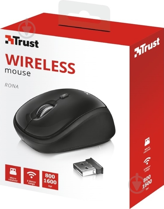 Мышка Trust Rona Wireless Mouse black (22926) - фото 5