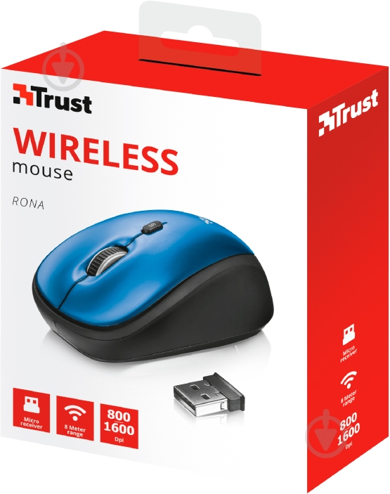 Мышка Trust Rona Wireless Mouse blue (22927) - фото 5