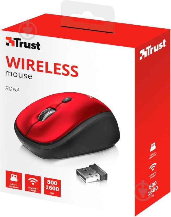 Мишка Trust Rona Wireless Mouse red (22928) - фото 5