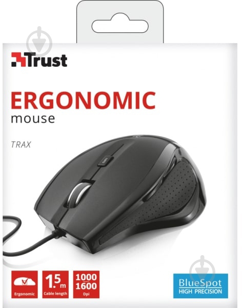 Мышка Trust Trax Wired Mouse black (22931) - фото 5