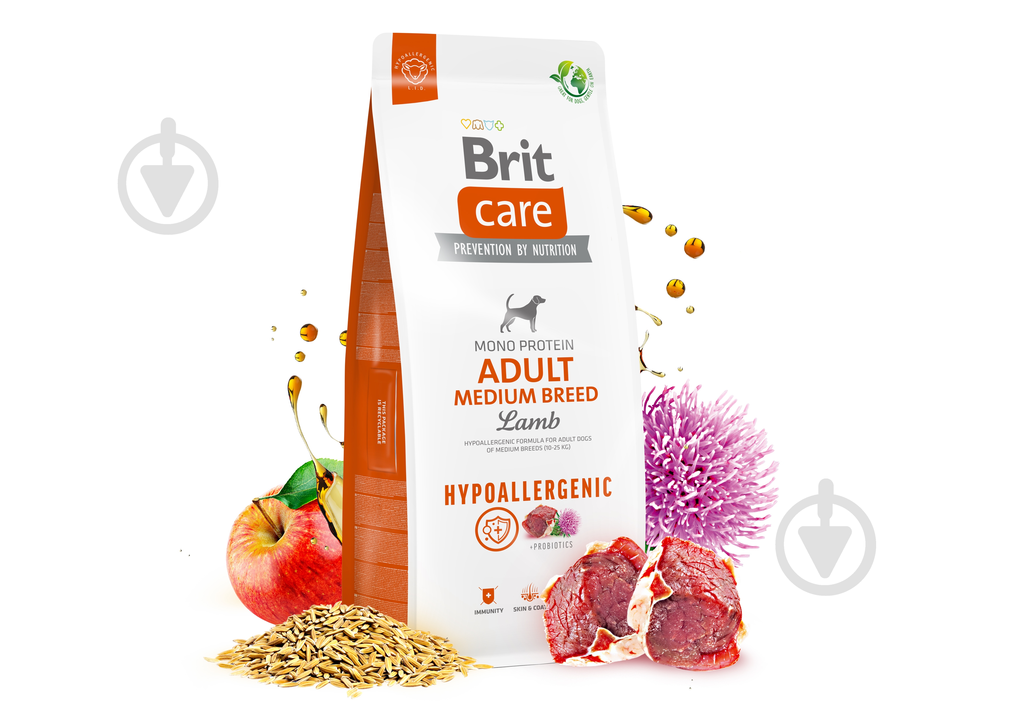 Корм сухий для середніх порід Brit Care гіпоалергенний з ягням 1 кг - фото 4