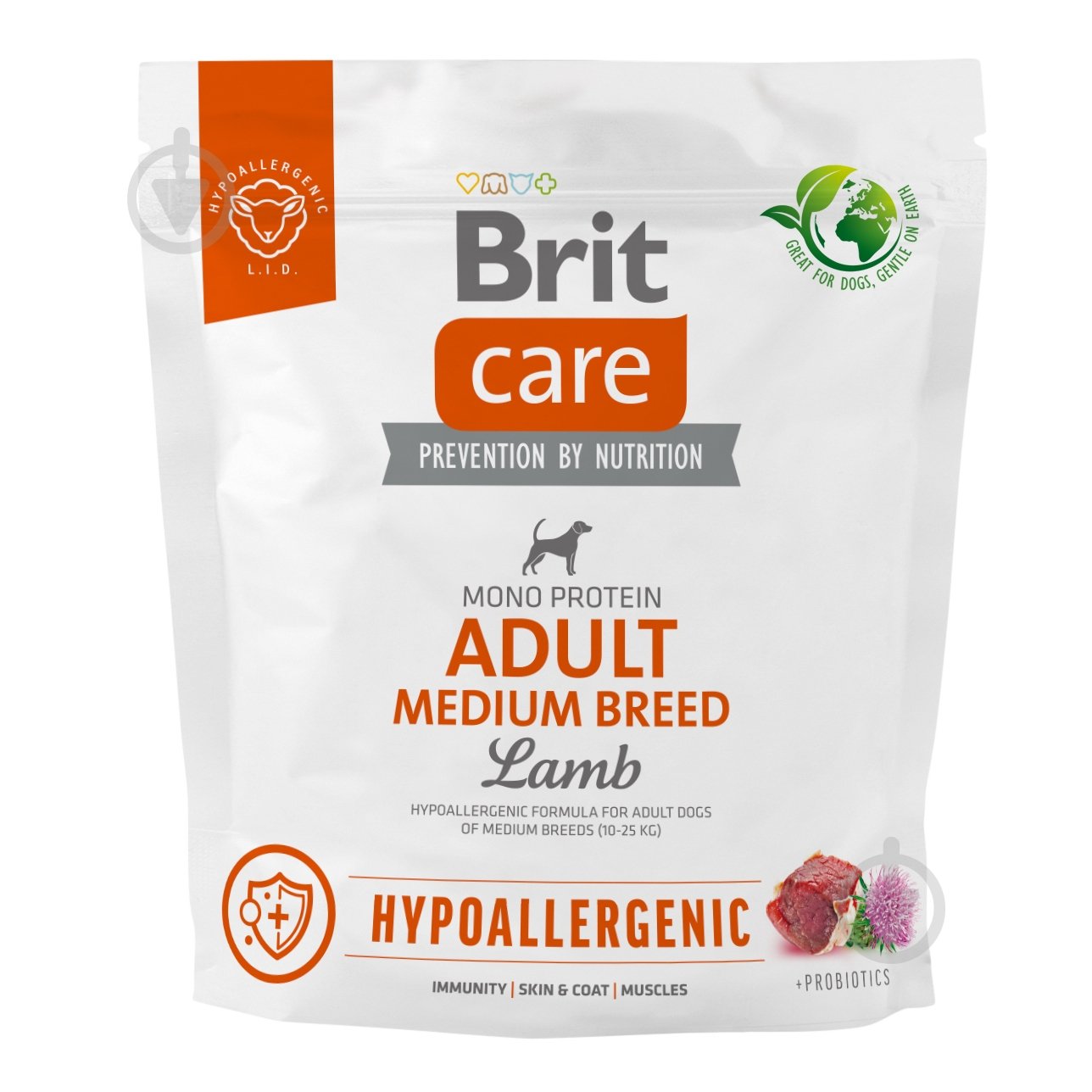 Корм сухий для середніх порід Brit Care гіпоалергенний з ягням 1 кг - фото 1