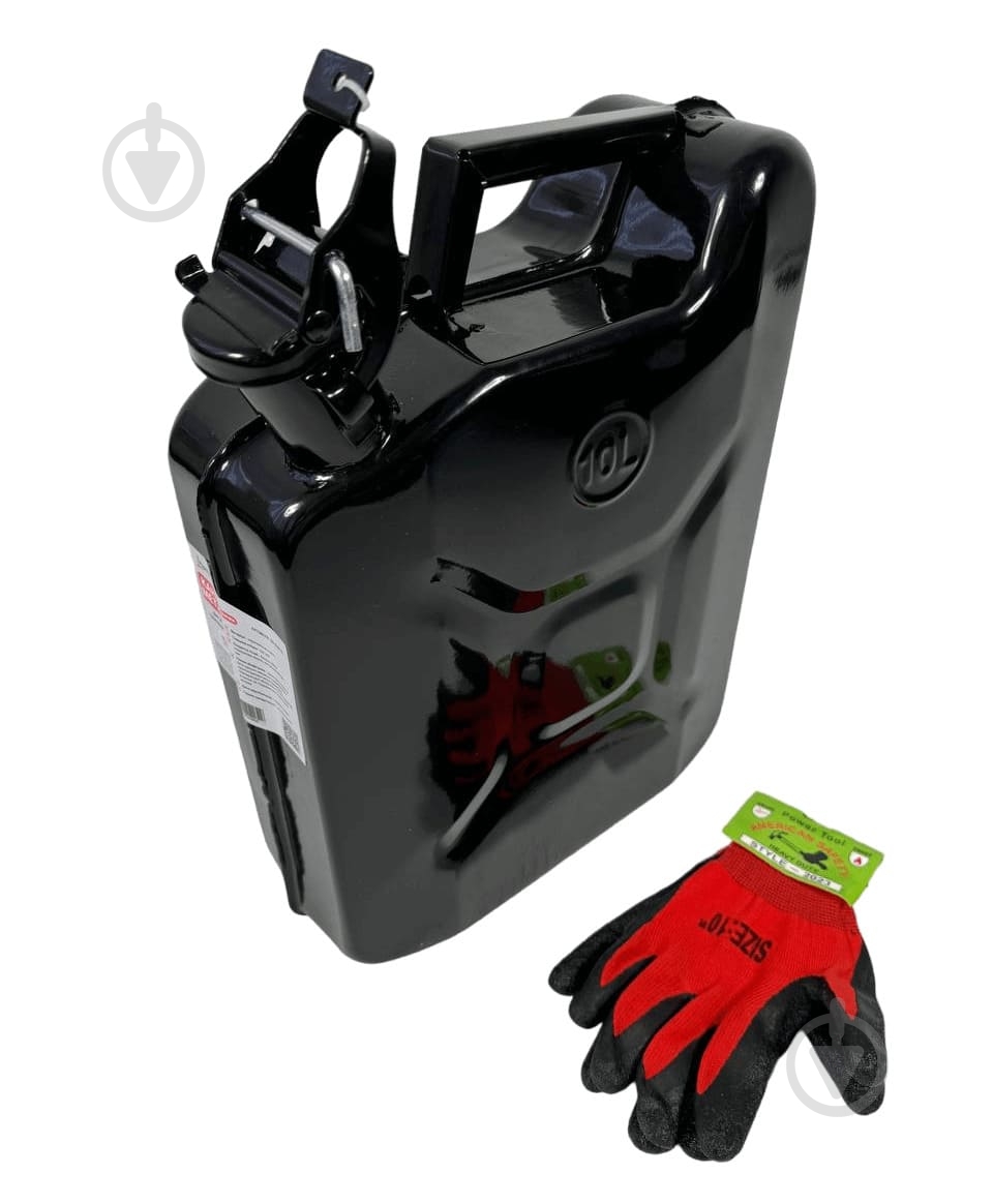 Каністра металева Poputchik для палива з рукавичками (пара) 10 л - фото 8