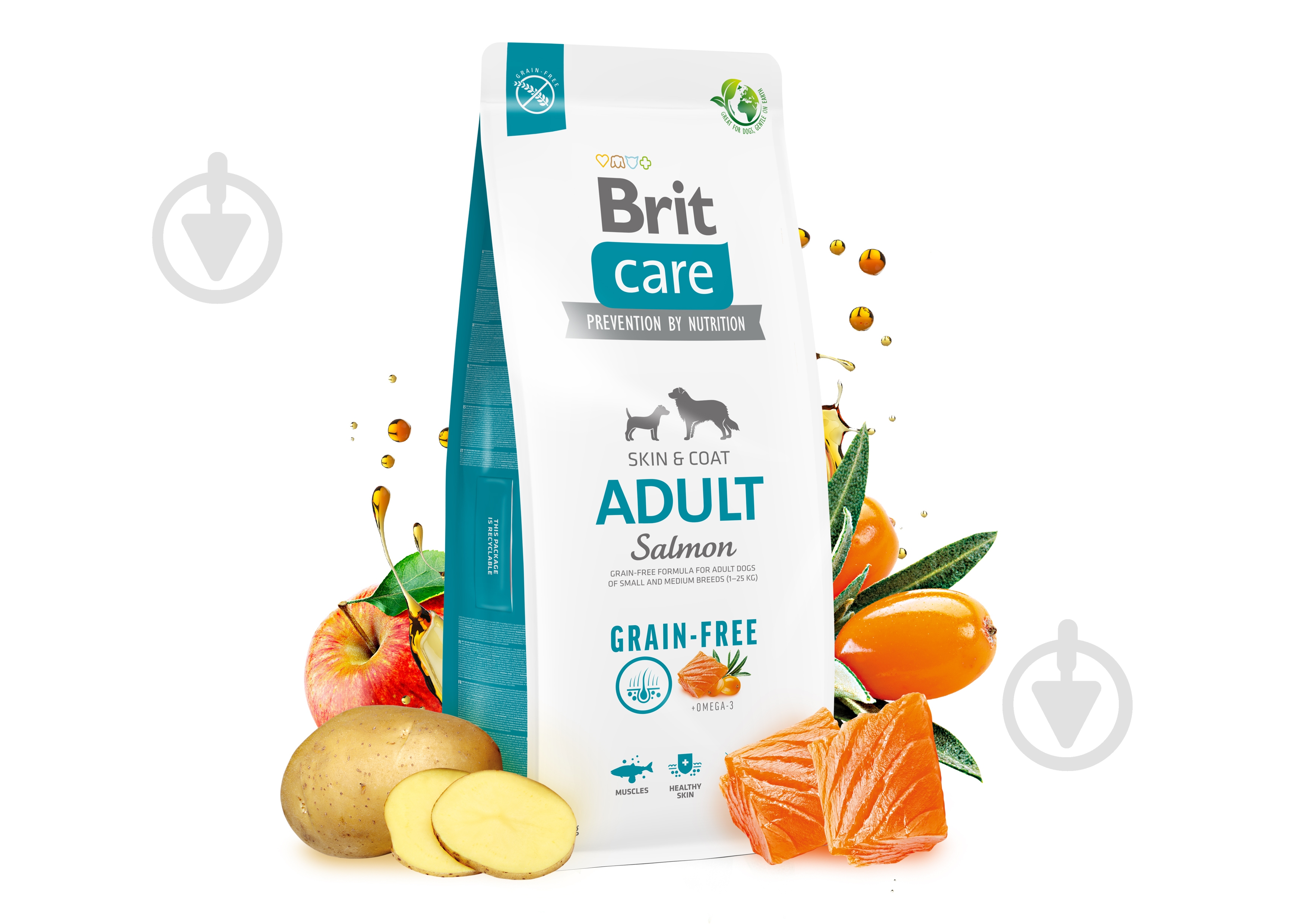 Корм сухий для малих порід/для середніх порід Brit Care з лососем 1 кг - фото 2