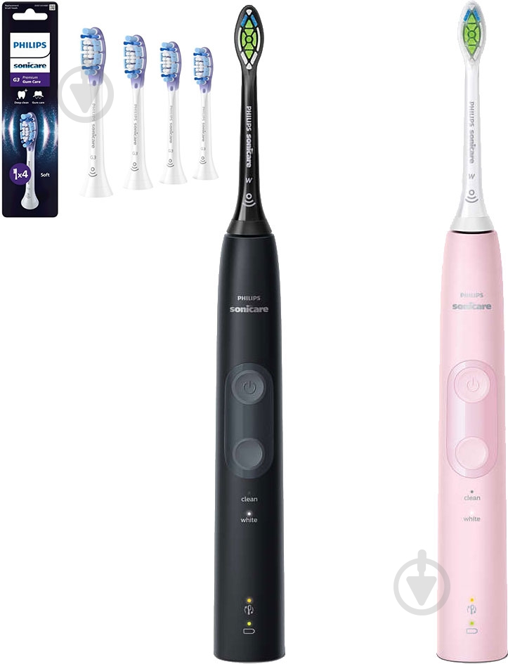 Набор электрических зубных щеток Philips Protective Clean 4500 HX6830/35 + насадки HX9054/87 - фото 1