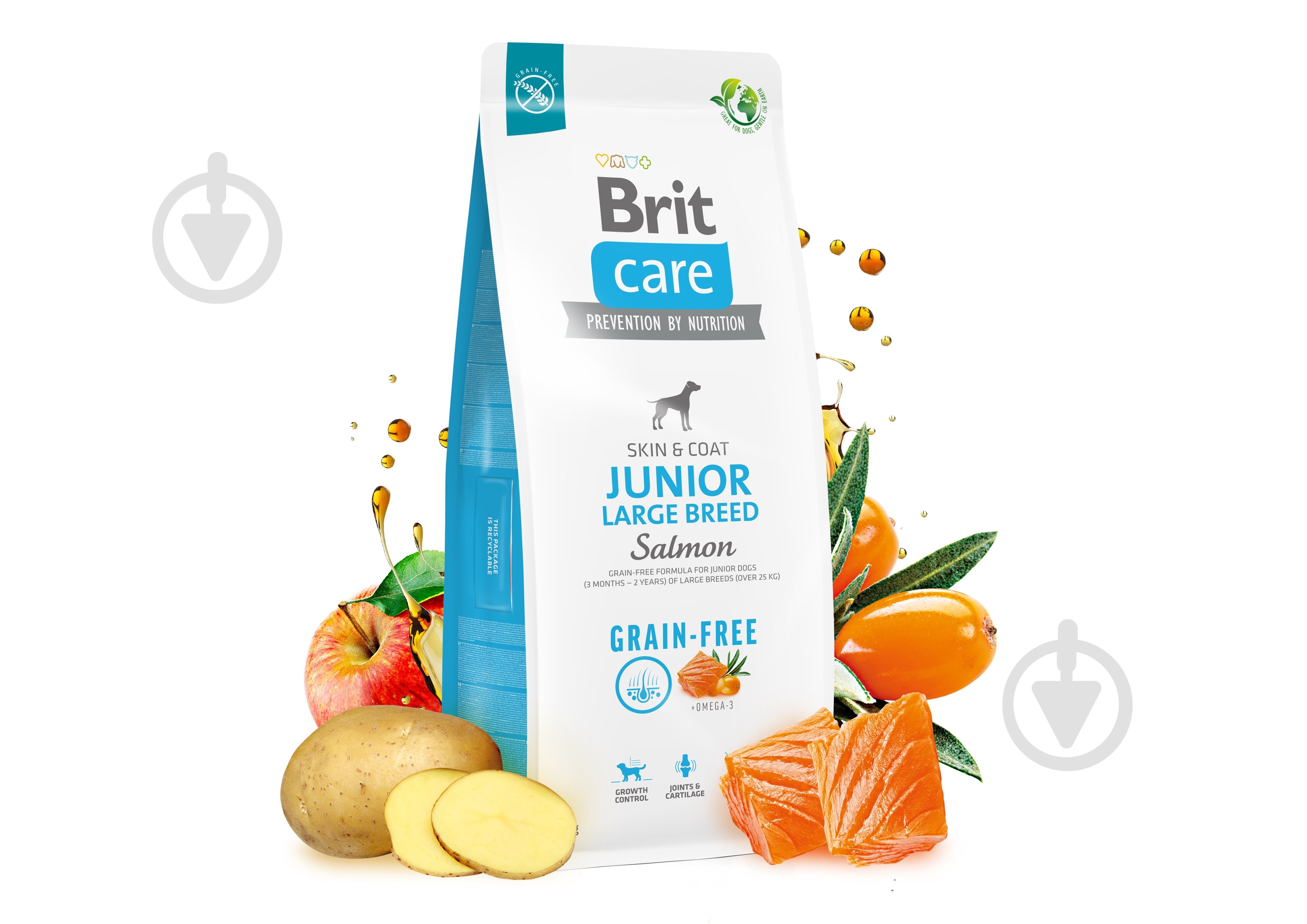 Корм сухой беззерновой для щенков больших пород более 25 кг Brit Care с лососем 1 кг - фото 2