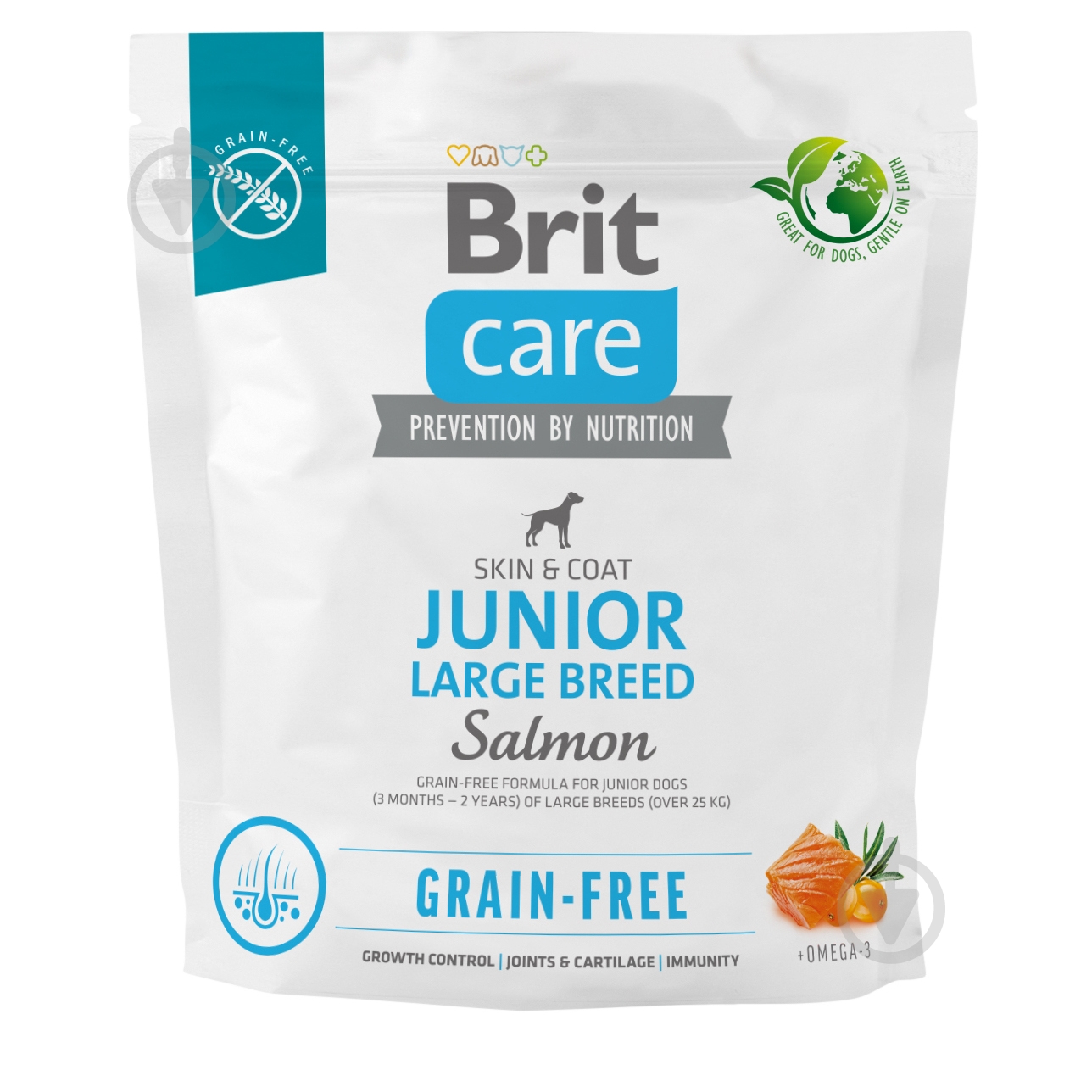 Корм сухой беззерновой для щенков больших пород более 25 кг Brit Care с лососем 1 кг - фото 1