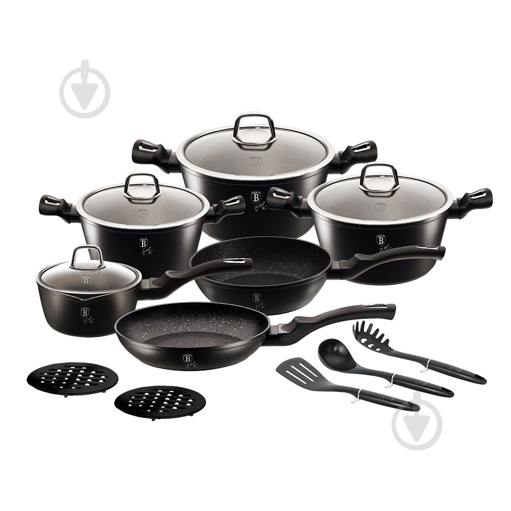 Набір посуду Berlinger Haus BLACK SILVER Collection 15 предметів BH 6155 - фото 1