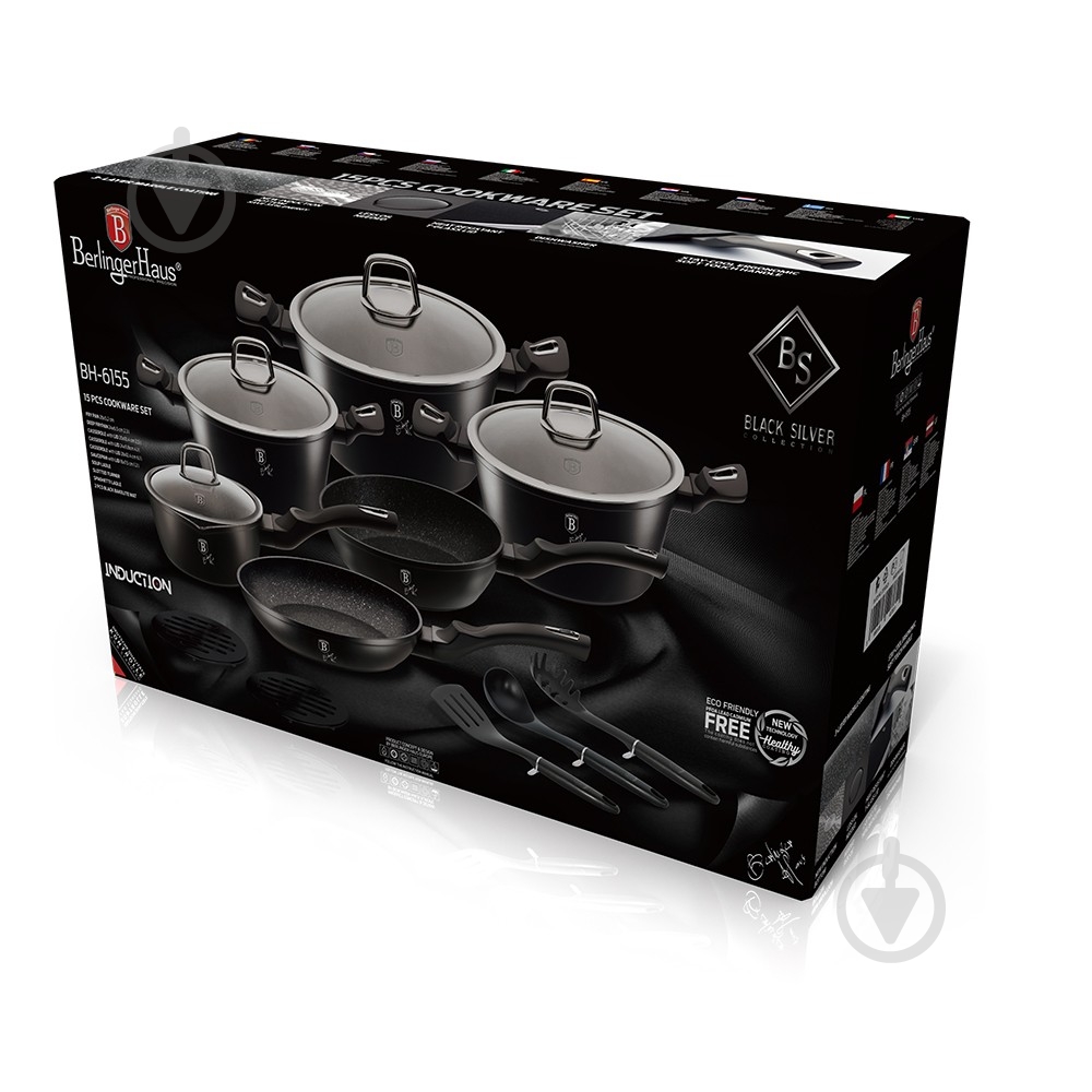Набір посуду Berlinger Haus BLACK SILVER Collection 15 предметів BH 6155 - фото 2