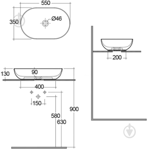 Умивальник R.A.K. FEELING 55 см білий - фото 2