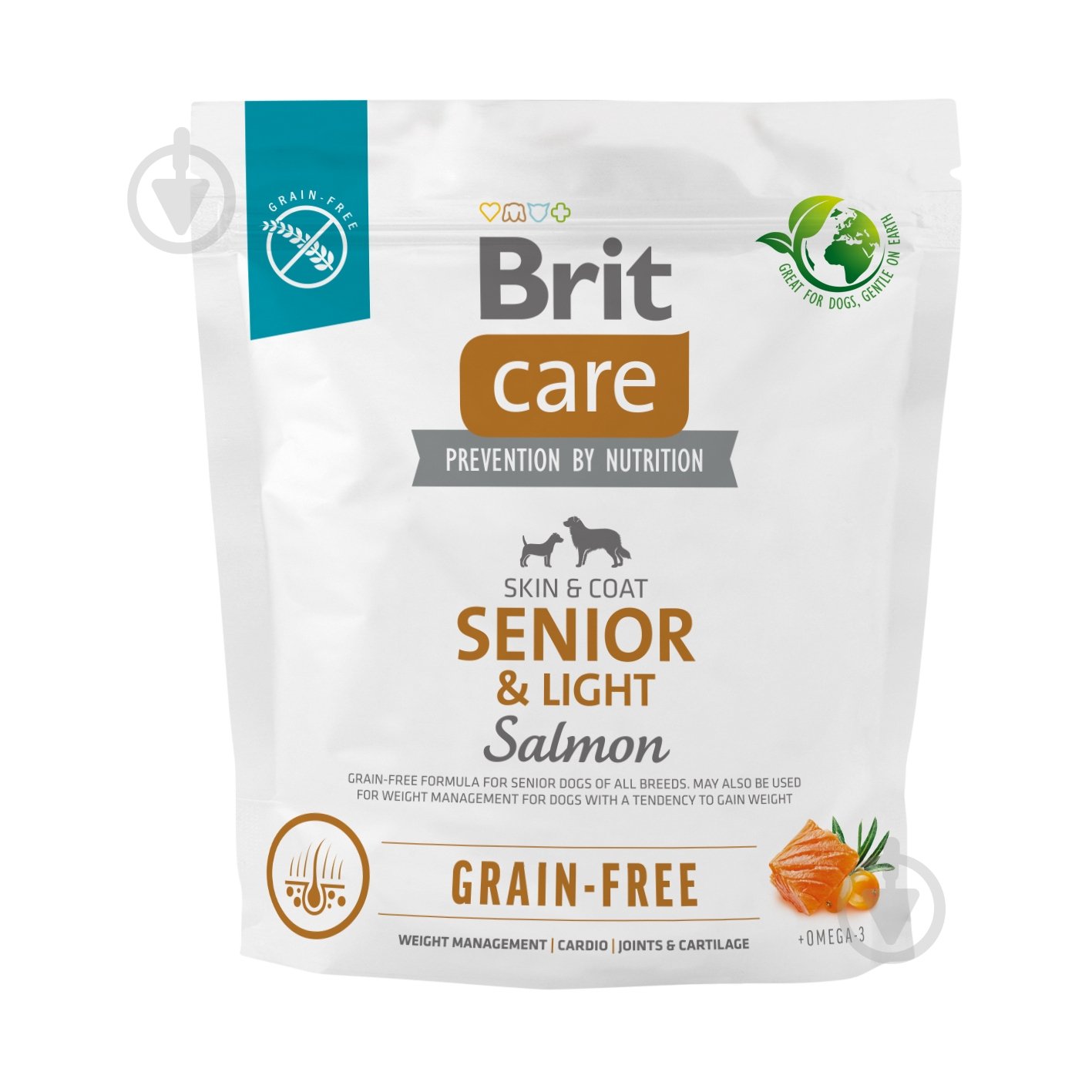 Корм сухий беззерновий для собак похилого віку з надмірною вагою Brit Care з лососем 1 кг - фото 1 Корм сухий беззерновий для собак похилого віку з надмірною вагою Brit Care з лососем 1 кг - фото 1