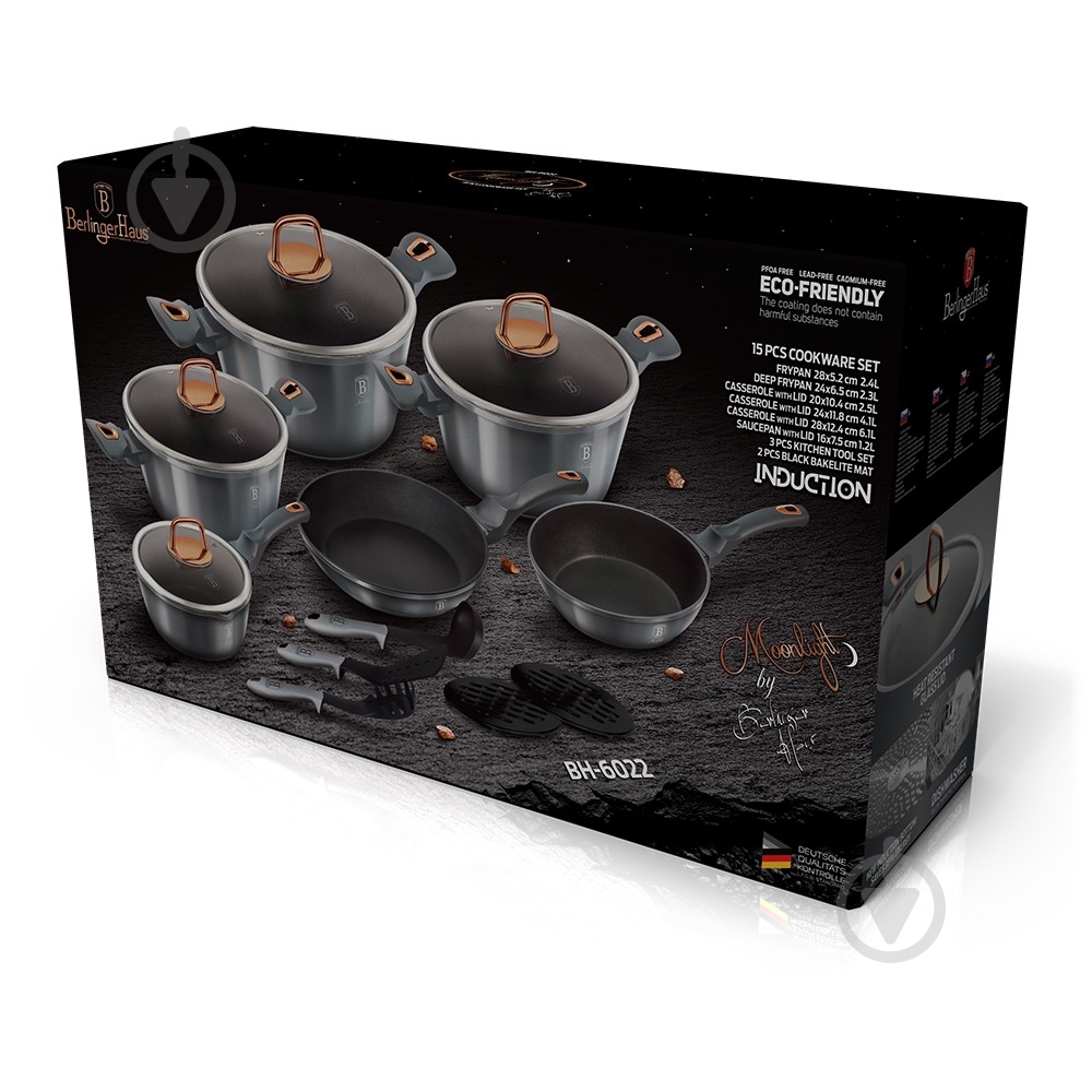 Набор посуды Berlinger Haus Moonlight Edition 15 предметов BH 6022 - фото 2