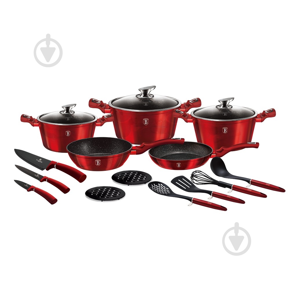 Набір посуду Berlinger Haus Metallic Line BURGUNDY Edition 17 предметів BH 6162 - фото 1 Набір посуду Berlinger Haus Metallic Line BURGUNDY Edition 17 предметів BH 6162 - фото 1