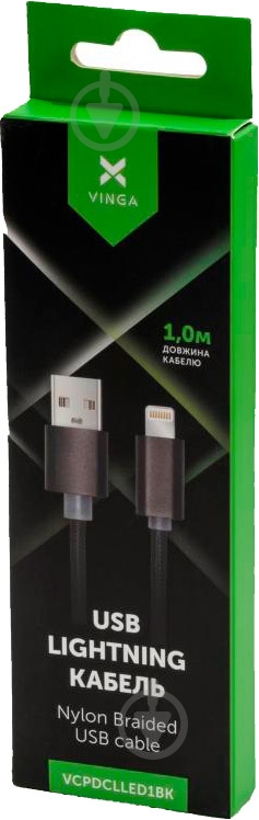 Дата-кабель Vinga USB 2.0 AM – Lightning 1 м black (VCPDCLLED1BK) - фото 4